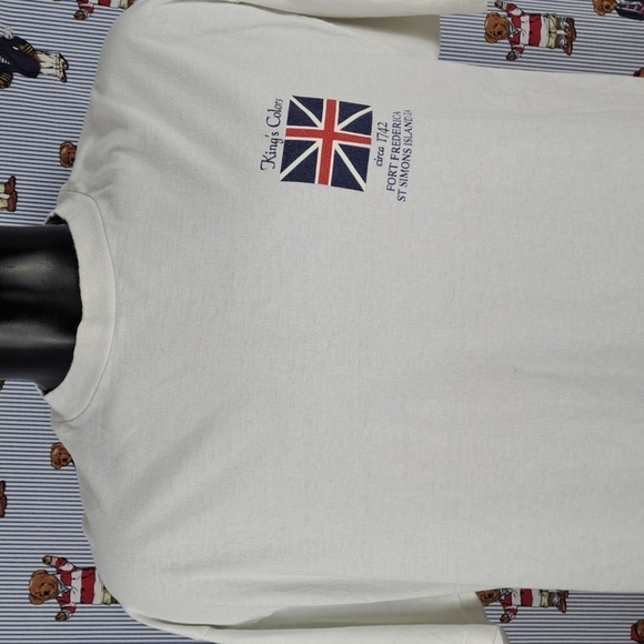 Vintage Fort Frederica St Simon Kings Court back graphic white & red XL t-shirt - Picture 2 of 5